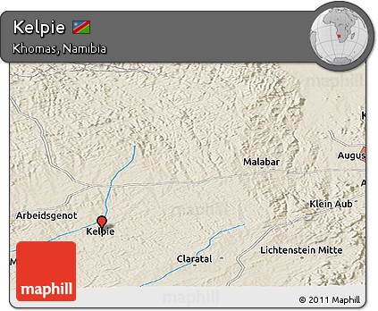 Shaded Relief Panoramic Map of Kelpie
