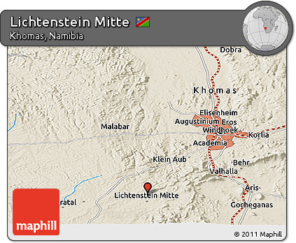 Shaded Relief Panoramic Map of Lichtenstein Mitte