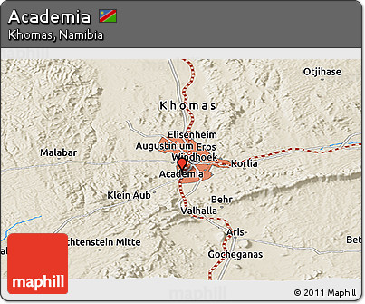 Shaded Relief Panoramic Map of Academia
