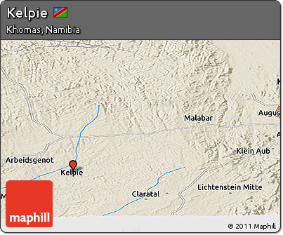 Shaded Relief Panoramic Map of Kelpie
