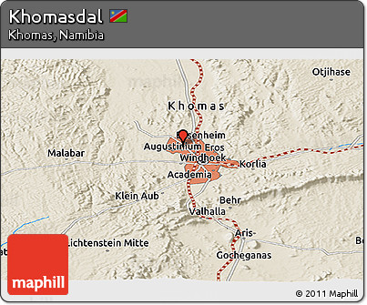 Shaded Relief Panoramic Map of Khomasdal