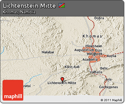 Shaded Relief Panoramic Map of Lichtenstein Mitte