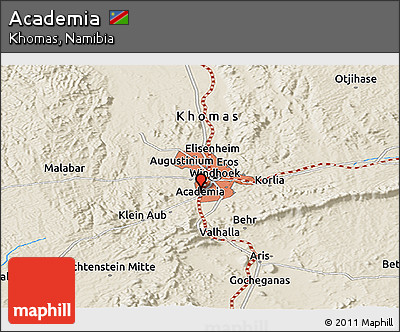 Shaded Relief Panoramic Map of Academia