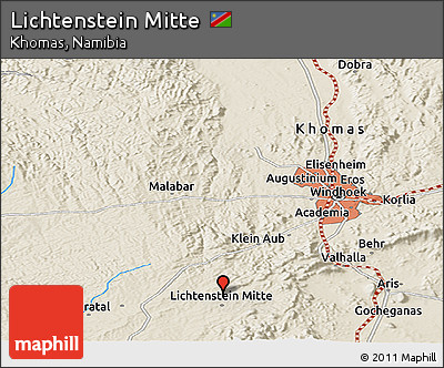Shaded Relief Panoramic Map of Lichtenstein Mitte