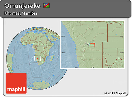 Savanna Style Location Map of Omunjereke, hill shading