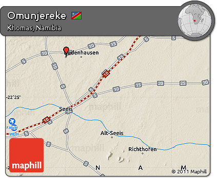 Shaded Relief Map of Omunjereke
