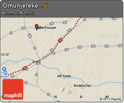 Shaded Relief Map of Omunjereke