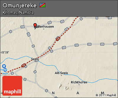 Shaded Relief Map of Omunjereke