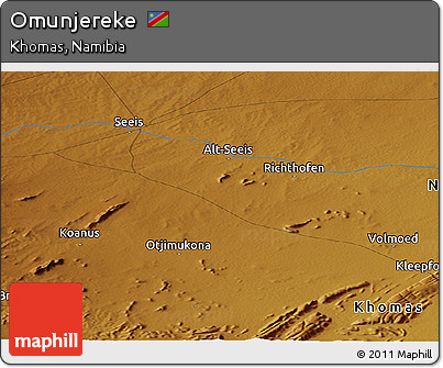 Physical Panoramic Map of Omunjereke