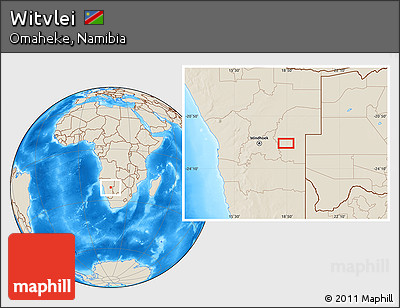 Shaded Relief Location Map of Witvlei