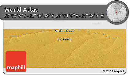 Physical Panoramic Map of the Area around 22° 33' 23" S, 21° 19' 30" E