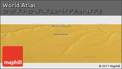 Physical Panoramic Map of the Area around 22° 33' 23" S, 21° 19' 30" E