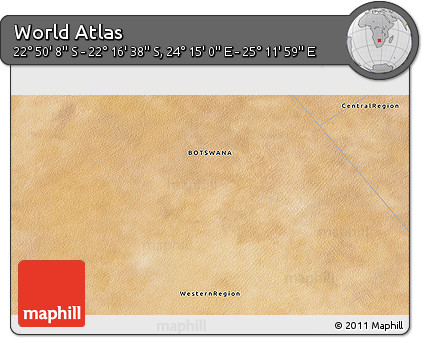 Satellite 3D Map of the Area around 22° 33' 23" S, 24° 43' 30" E