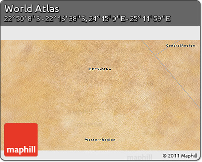 Satellite 3D Map of the Area around 22° 33' 23" S, 24° 43' 30" E