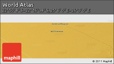 Physical Panoramic Map of the Area around 22° 33' 23" S, 25° 34' 30" E