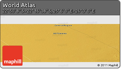 Physical Panoramic Map of the Area around 22° 33' 23" S, 25° 34' 30" E