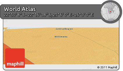 Political Panoramic Map of the Area around 22° 33' 23" S, 25° 34' 30" E