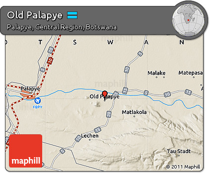 Shaded Relief Map of Old Palapye