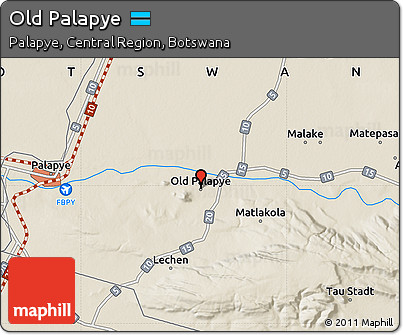 Shaded Relief Map of Old Palapye