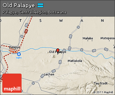 Shaded Relief Map of Old Palapye