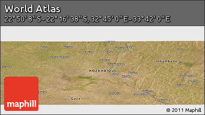 Satellite Panoramic Map of the Area around 22° 33' 23" S, 33° 13' 30" E