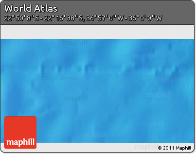 Physical 3D Map of the Area around 22° 33' 23" S, 36° 28' 30" W