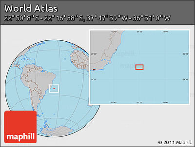 Gray Location Map of the Area around 22° 33' 23" S, 37° 19' 30" W