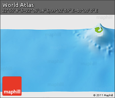 Physical 3D Map of the Area around 22° 33' 23" S, 40° 1' 29" E