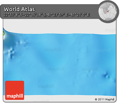 Physical 3D Map of the Area around 22° 33' 23" S, 40° 52' 30" E