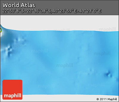 Physical 3D Map of the Area around 22° 33' 23" S, 40° 52' 30" E