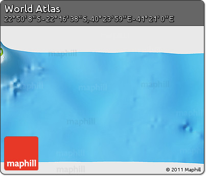Physical 3D Map of the Area around 22° 33' 23" S, 40° 52' 30" E