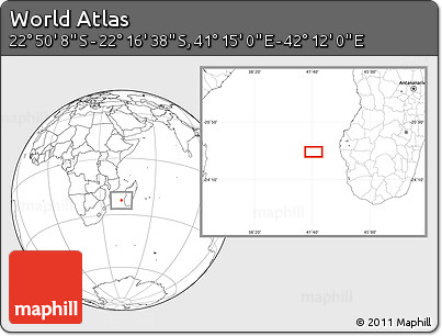 Blank Location Map of the Area around 22° 33' 23" S, 41° 43' 30" E