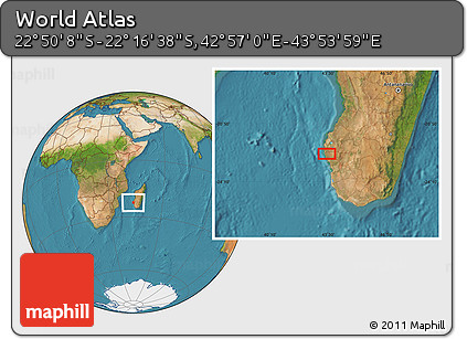 Satellite Location Map of the Area around 22° 33' 23" S, 43° 25' 29" E