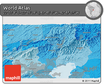Political 3D Map of the Area around 22° 33' 23" S, 43° 16' 29" W