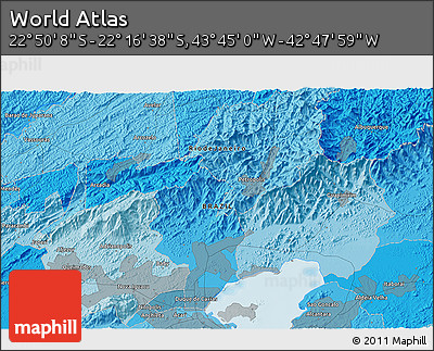 Political 3D Map of the Area around 22° 33' 23" S, 43° 16' 29" W