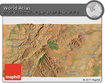 Satellite 3D Map of the Area around 22° 33' 23" S, 44° 16' 29" E