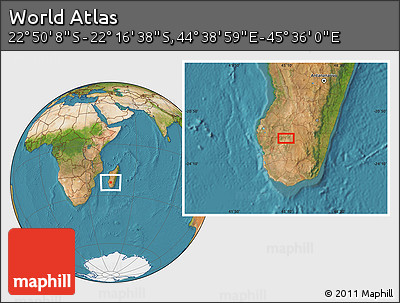 Satellite Location Map of the Area around 22° 33' 23" S, 45° 7' 30" E