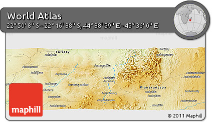 Physical Panoramic Map of the Area around 22° 33' 23" S, 45° 7' 30" E