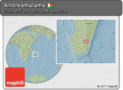 Savanna Style Location Map of Andreamalama, hill shading