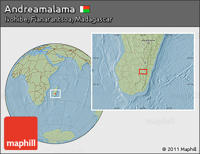 Savanna Style Location Map of Andreamalama, hill shading