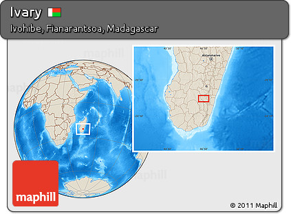 Shaded Relief Location Map of Ivary