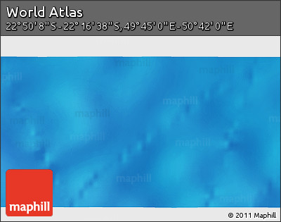 Physical 3D Map of the Area around 22° 33' 23" S, 50° 13' 30" E