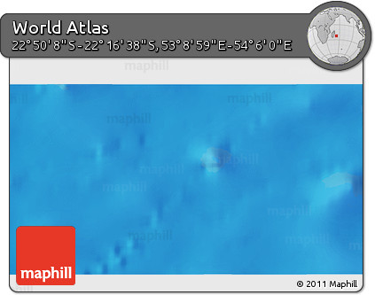 Physical 3D Map of the Area around 22° 33' 23" S, 53° 37' 30" E
