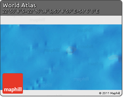Physical 3D Map of the Area around 22° 33' 23" S, 53° 37' 30" E