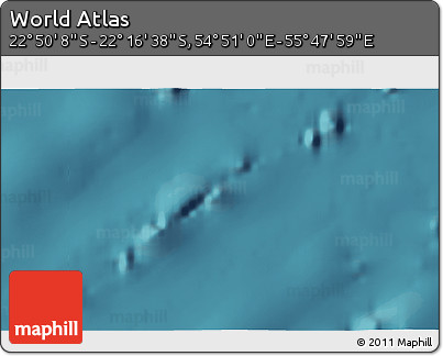 Satellite 3D Map of the Area around 22° 33' 23" S, 55° 19' 30" E