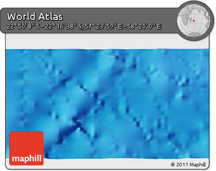 Physical 3D Map of the Area around 22° 33' 23" S, 57° 52' 30" E