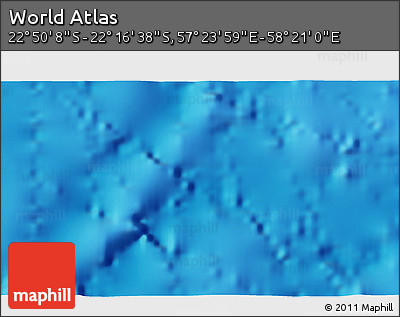 Physical 3D Map of the Area around 22° 33' 23" S, 57° 52' 30" E