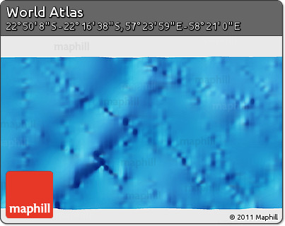 Physical 3D Map of the Area around 22° 33' 23" S, 57° 52' 30" E