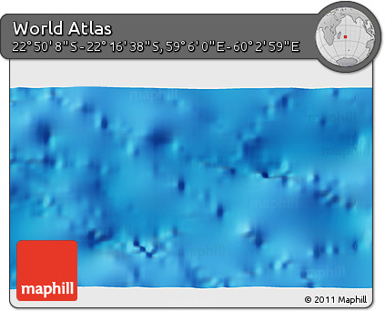 Physical 3D Map of the Area around 22° 33' 23" S, 59° 34' 30" E