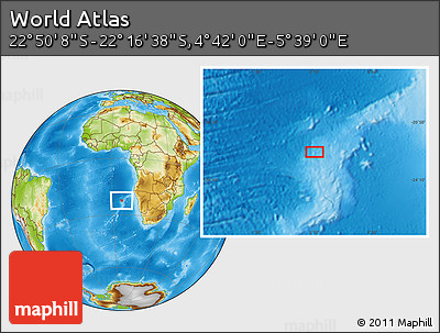 Physical Location Map of the Area around 22° 33' 23" S, 5° 10' 30" E